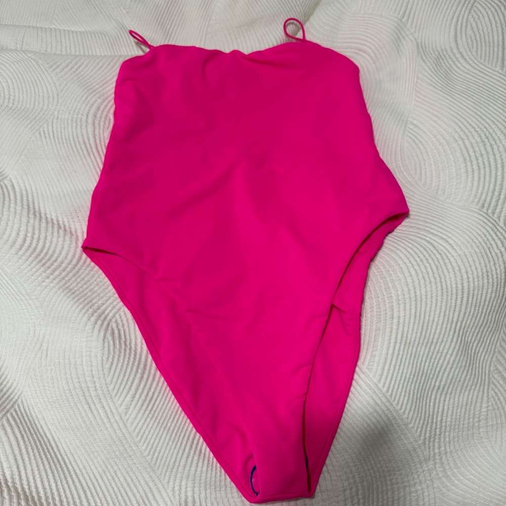 NWT Good American Skinny Strap One Piece Swimsuit in Pink - Size 4 (XL)